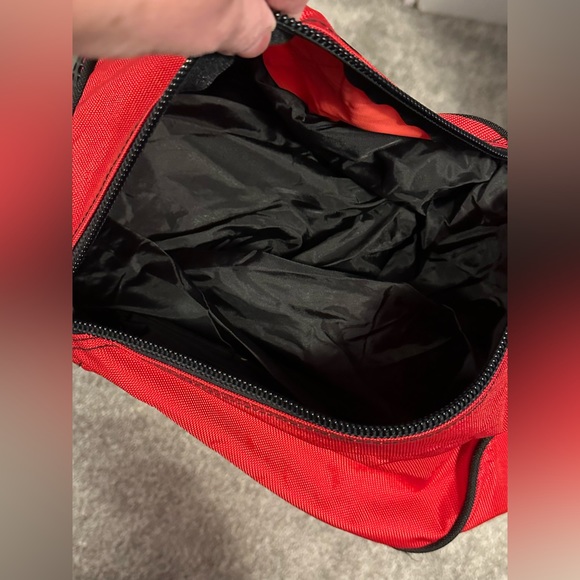 XL fire engine red black coexist Hindu Jewish multi religion yin Yang duffle bag - Picture 11 of 12